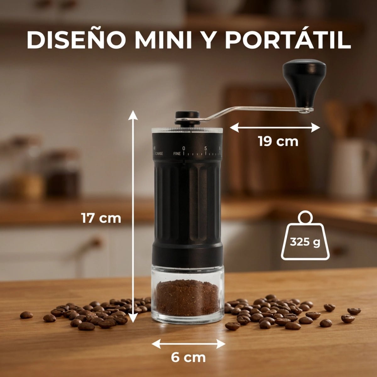 Molinillo de Café Manual Regulable Portátil Voltra® (Molinillo + 150g Café Tostado AURA) - Voltra Argentina