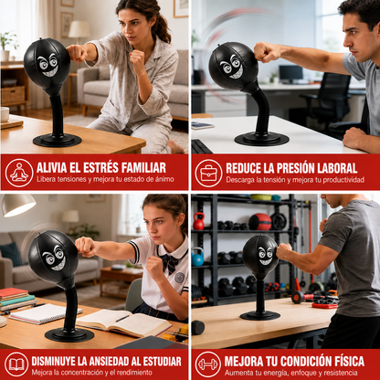 VOLTRABOX™: Bolsa de Boxeo Para Escritorio/ Vidrio Aliviador de Estrés con Ventosa