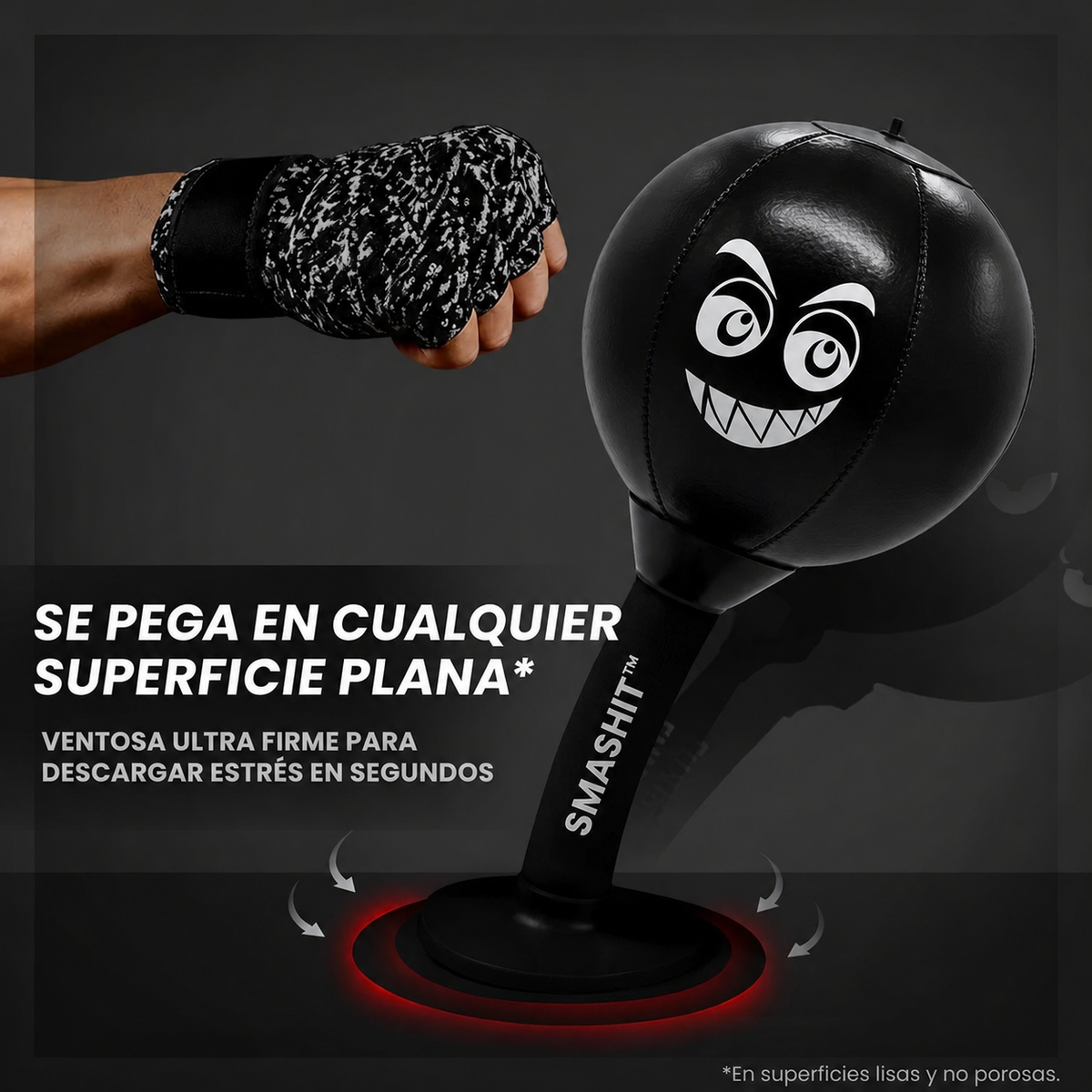 VOLTRABOX™: Bolsa de Boxeo Para Escritorio/ Vidrio Aliviador de Estrés con Ventosa