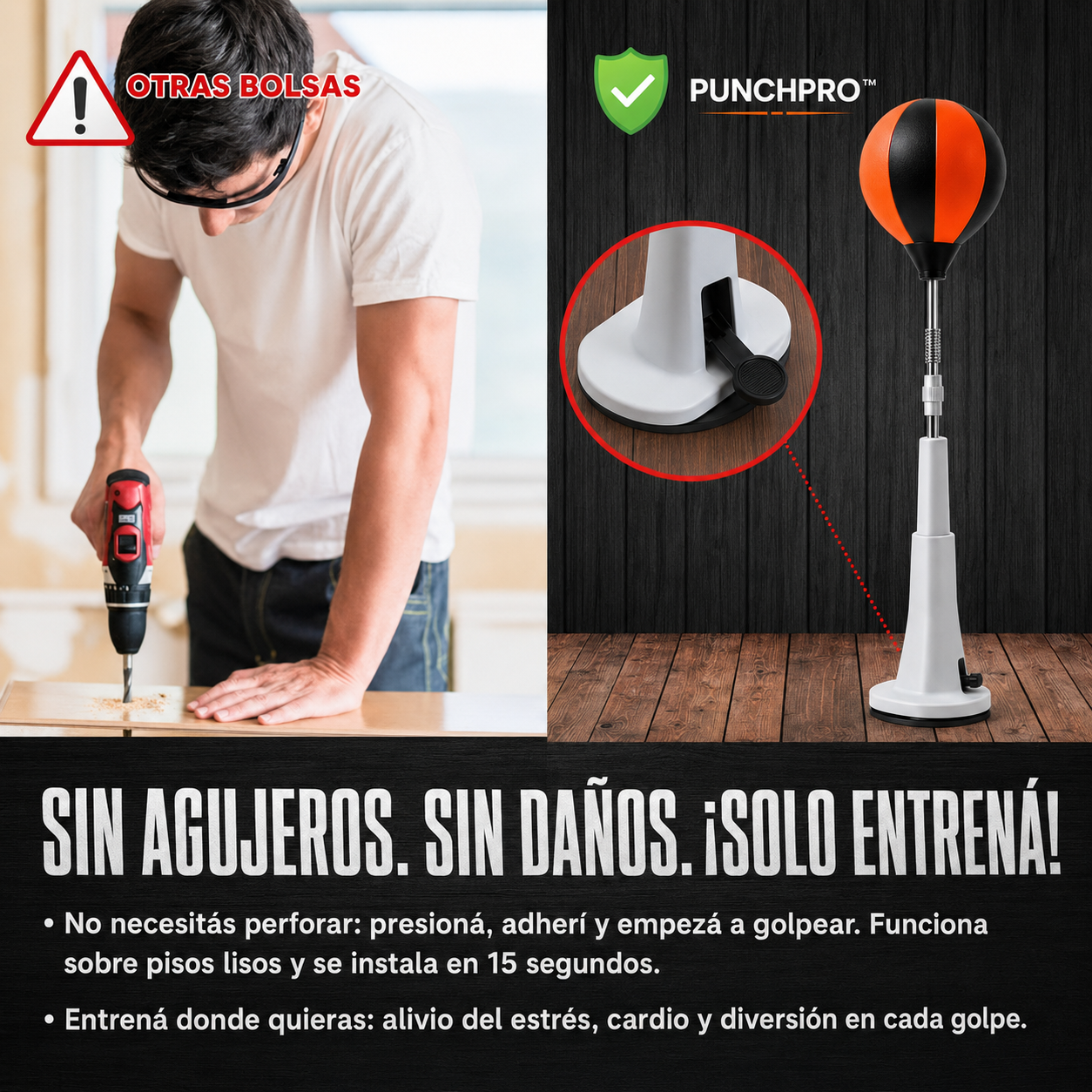 VOLTRABOXING™: Bolsa de Boxeo con Altura Regulable Antiestrés