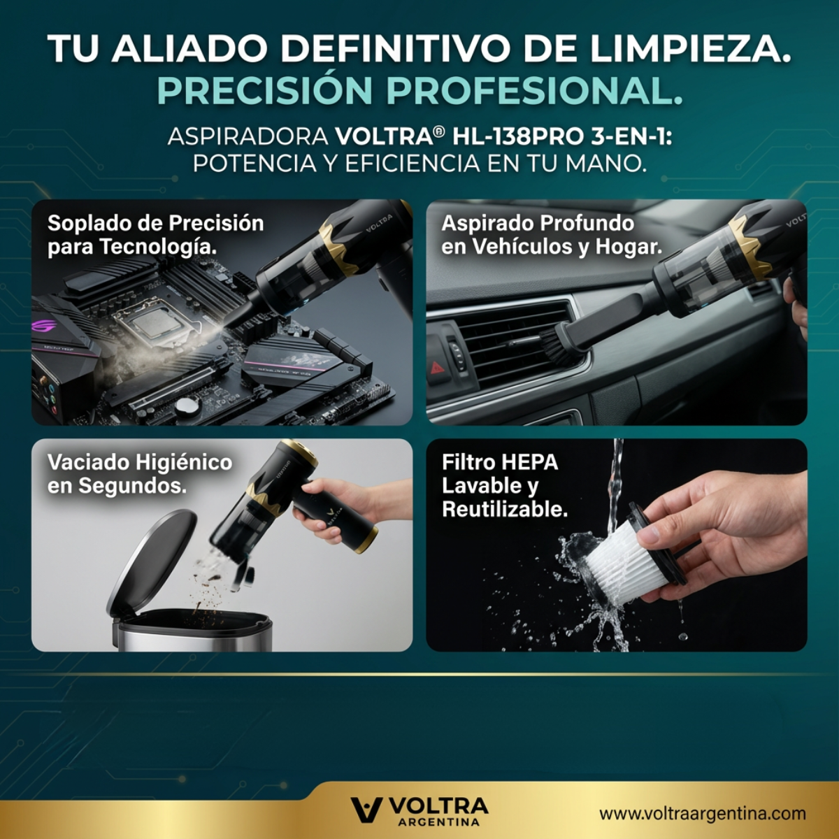 Aspiradora Inalámbrica Voltra® 3 en 1