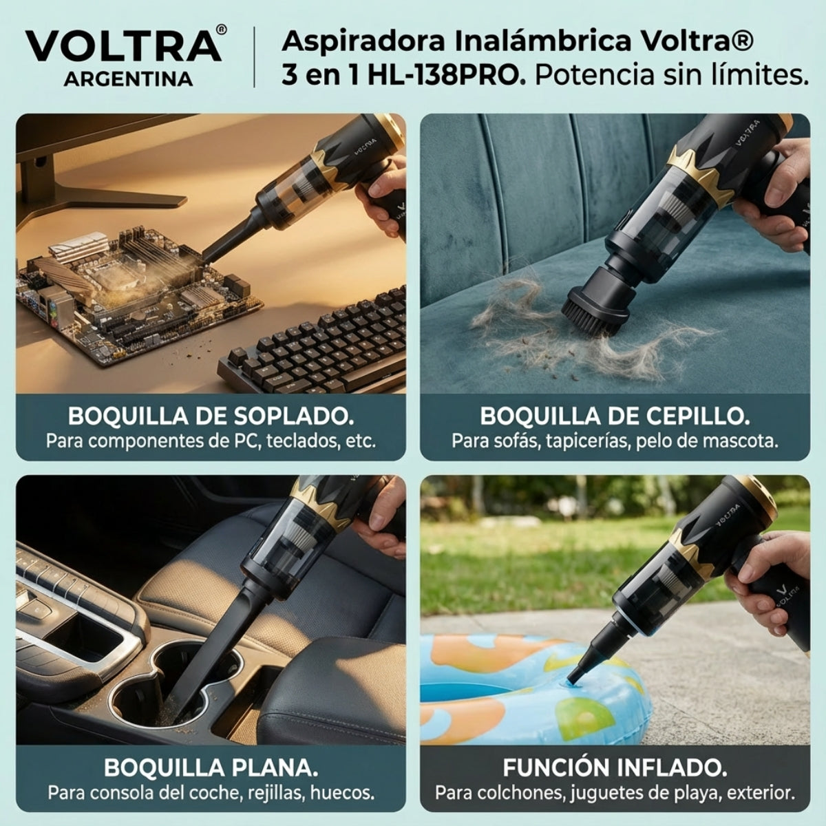 Aspiradora Inalámbrica Voltra® 3 en 1