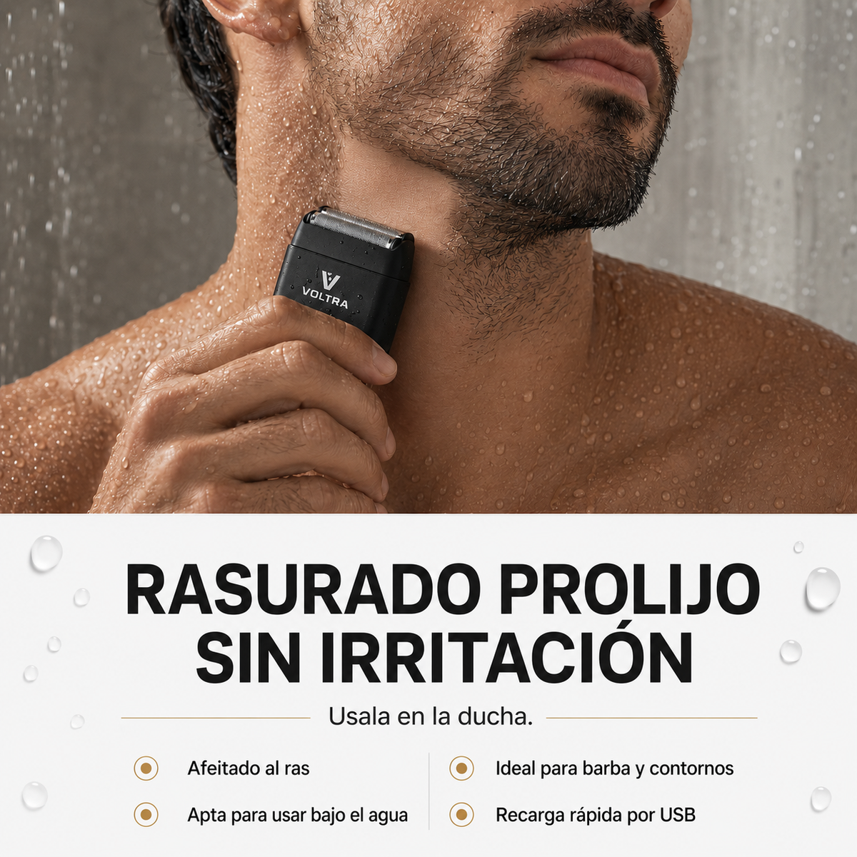 Mini Shaver Voltra│Afeitadora Facial Sumergible IPX7 (Barba y Cabello)