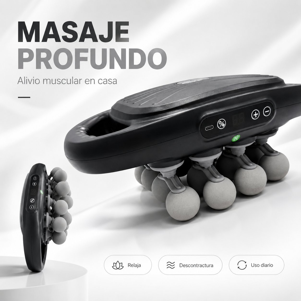 RELAXIT™: Masajeador de Cuello, Espalda y Hombros de 16 Cabezales