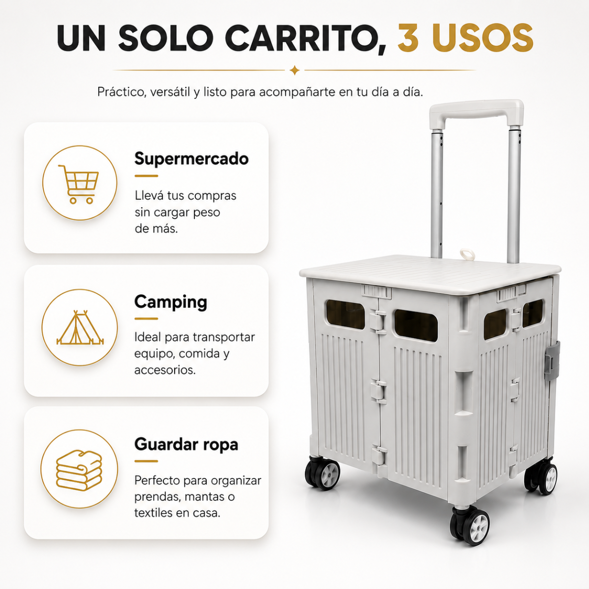Voltra GO-CART™: Carro Retráctil Plegable Multiuso