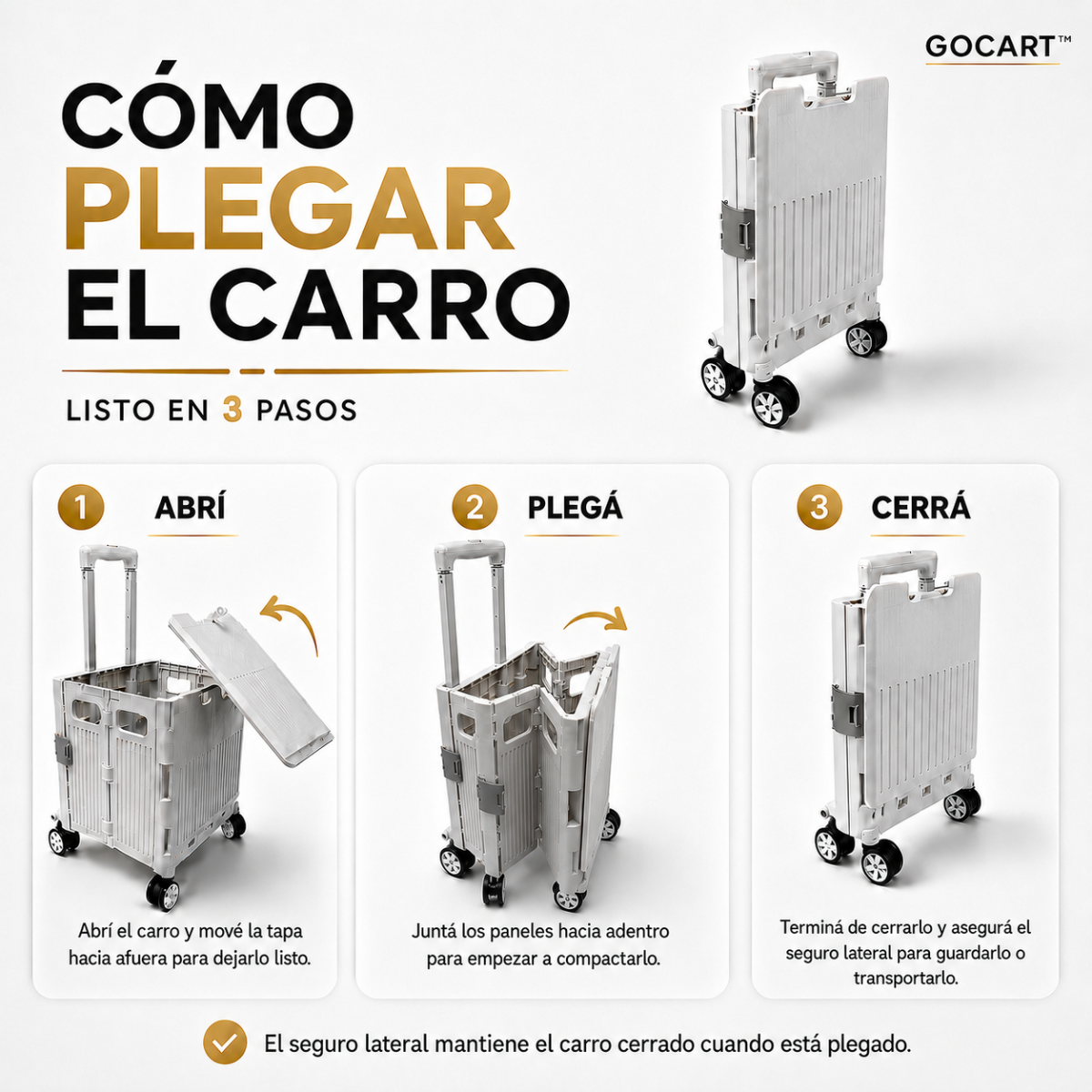 Voltra GO-CART™: Carro Retráctil Plegable Multiuso