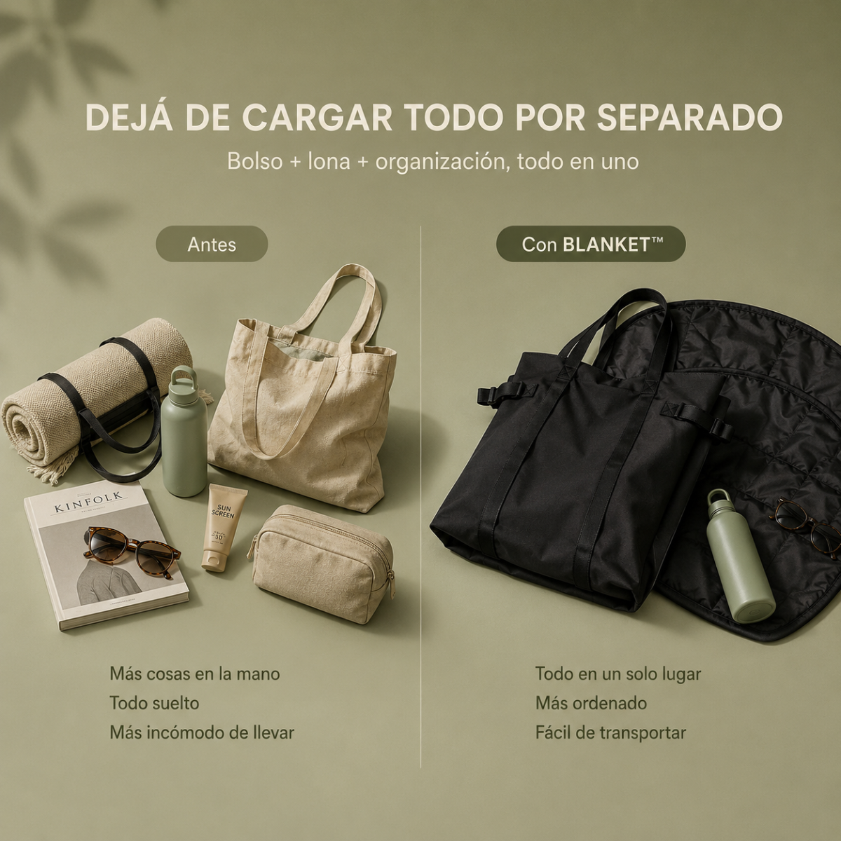 Voltra Bag™: Bolsa Manta Plegable 2 en 1