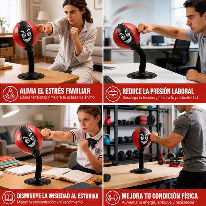 VOLTRABOX™: Bolsa de Boxeo Para Escritorio/ Vidrio Aliviador de Estrés con Ventosa