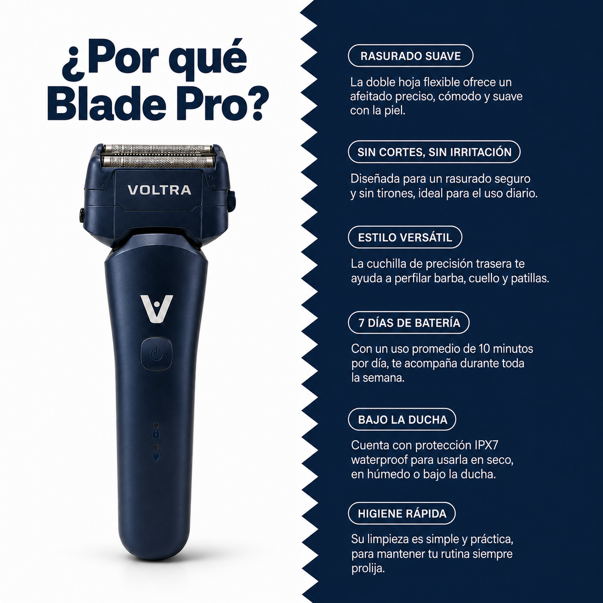 Afeitadora Corporal Voltra Blade Pro | Sumergible, Sin Cortes, Sin Lastimaduras