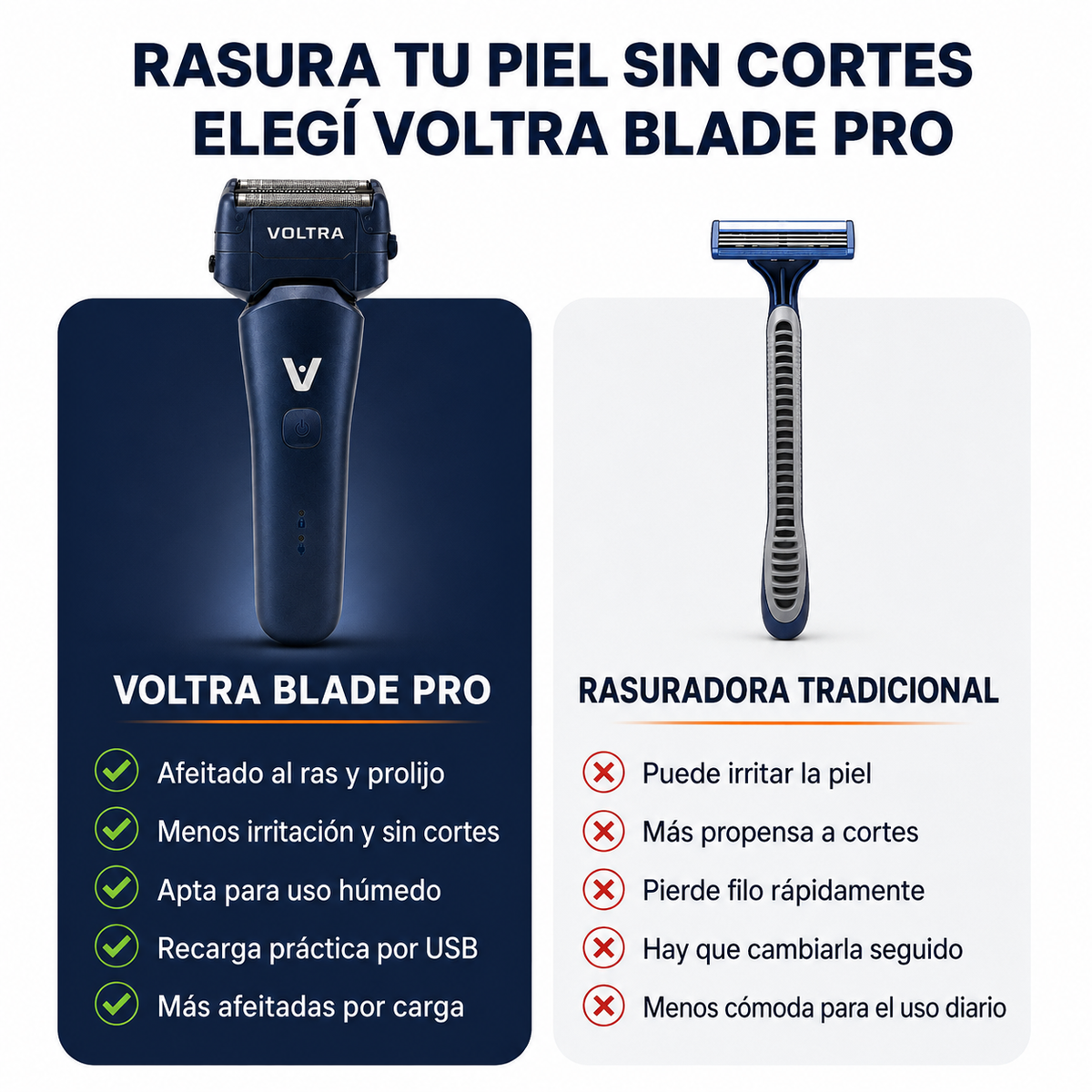 Afeitadora Corporal Voltra Blade Pro | Sumergible, Sin Cortes, Sin Lastimaduras