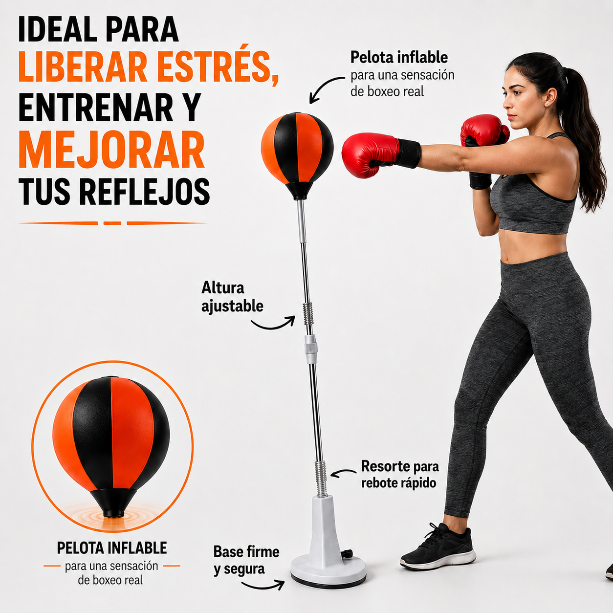 VOLTRABOXING™: Bolsa de Boxeo con Altura Regulable Antiestrés