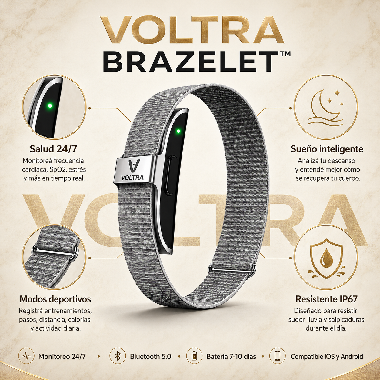 Voltra Brazelet™ | Pulsera Inteligente para Salud y Deporte