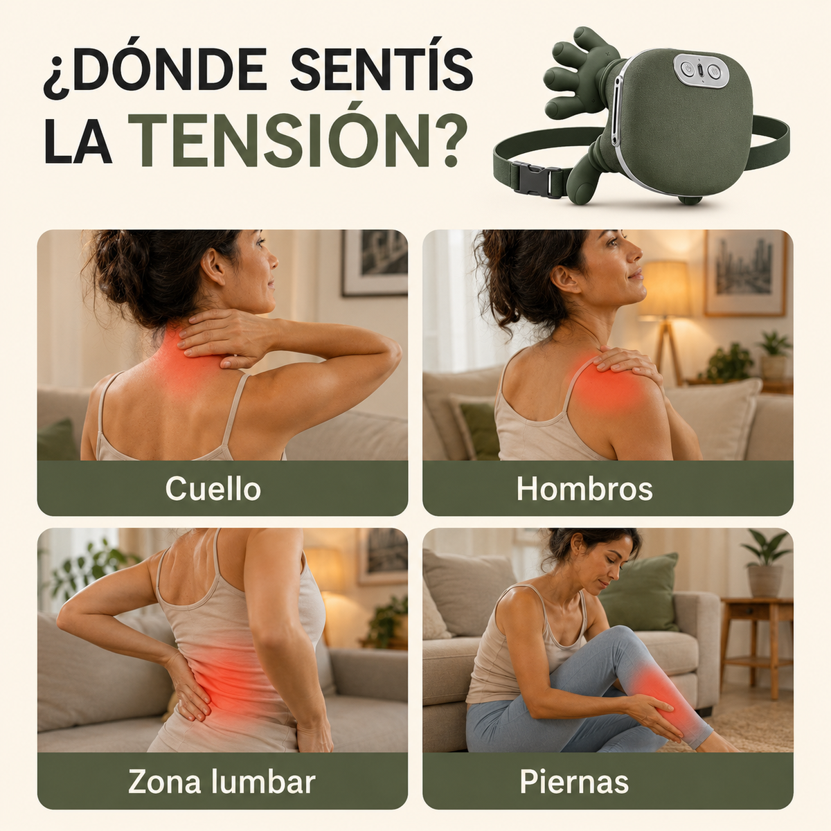 Palm™: Masajeador Shiatsu Cuello Espalda Con Calor