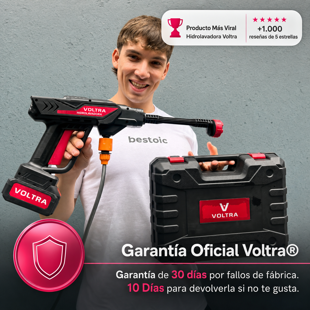 Hidrolavadora Voltra Portátil e Inalámbrica de Alta Presión | Kit Completo