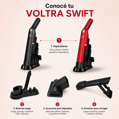 Aspiradora Voltra Swift | Alta Potencia - Filtro HEPA Metálico - Base de Carga