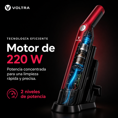Aspiradora Voltra Swift | Alta Potencia - Filtro HEPA Metálico - Base de Carga