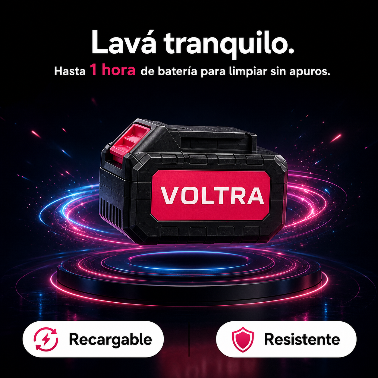 Hidrolavadora Voltra Portátil e Inalámbrica de Alta Presión | Kit Completo