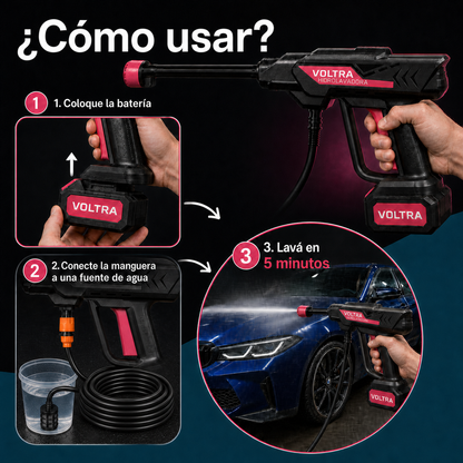 Hidrolavadora Voltra Portátil e Inalámbrica de Alta Presión | Kit Completo