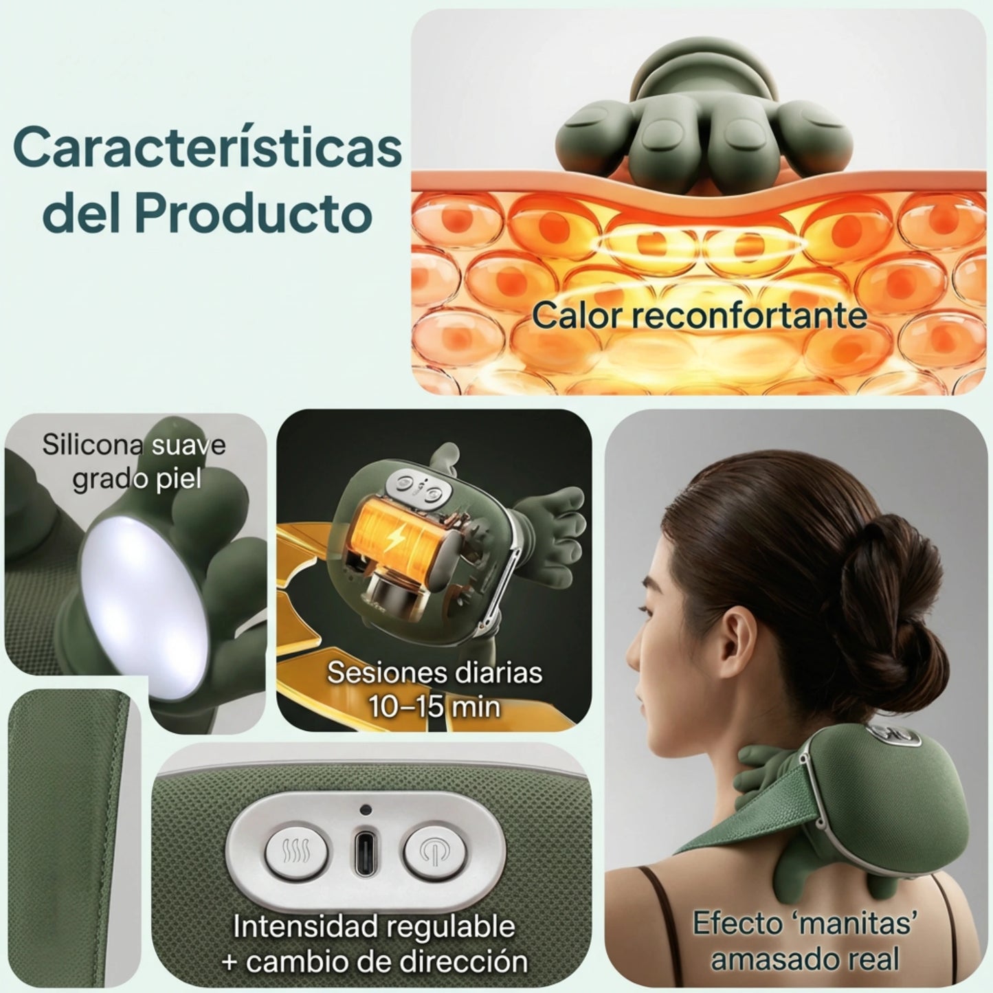 Palm™: Masajeador Shiatsu Cuello Espalda Con Calor