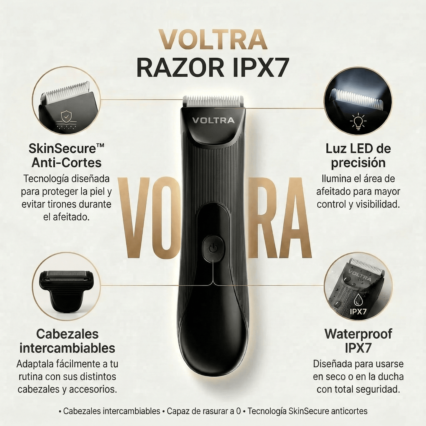 Afeitadora Corporal Anti - Cortes Voltra® Sumergible IPX7 (Zonas Sensibles) - Voltra Argentina