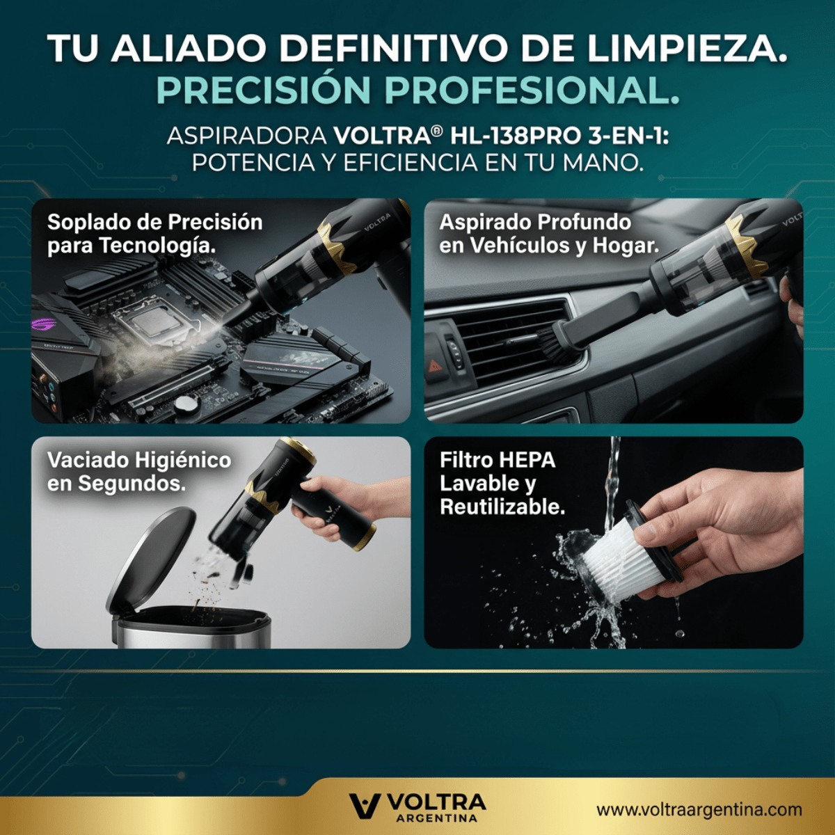 Aspiradora Inalámbrica Voltra® 3 en 1 White Edition - Voltra Argentina
