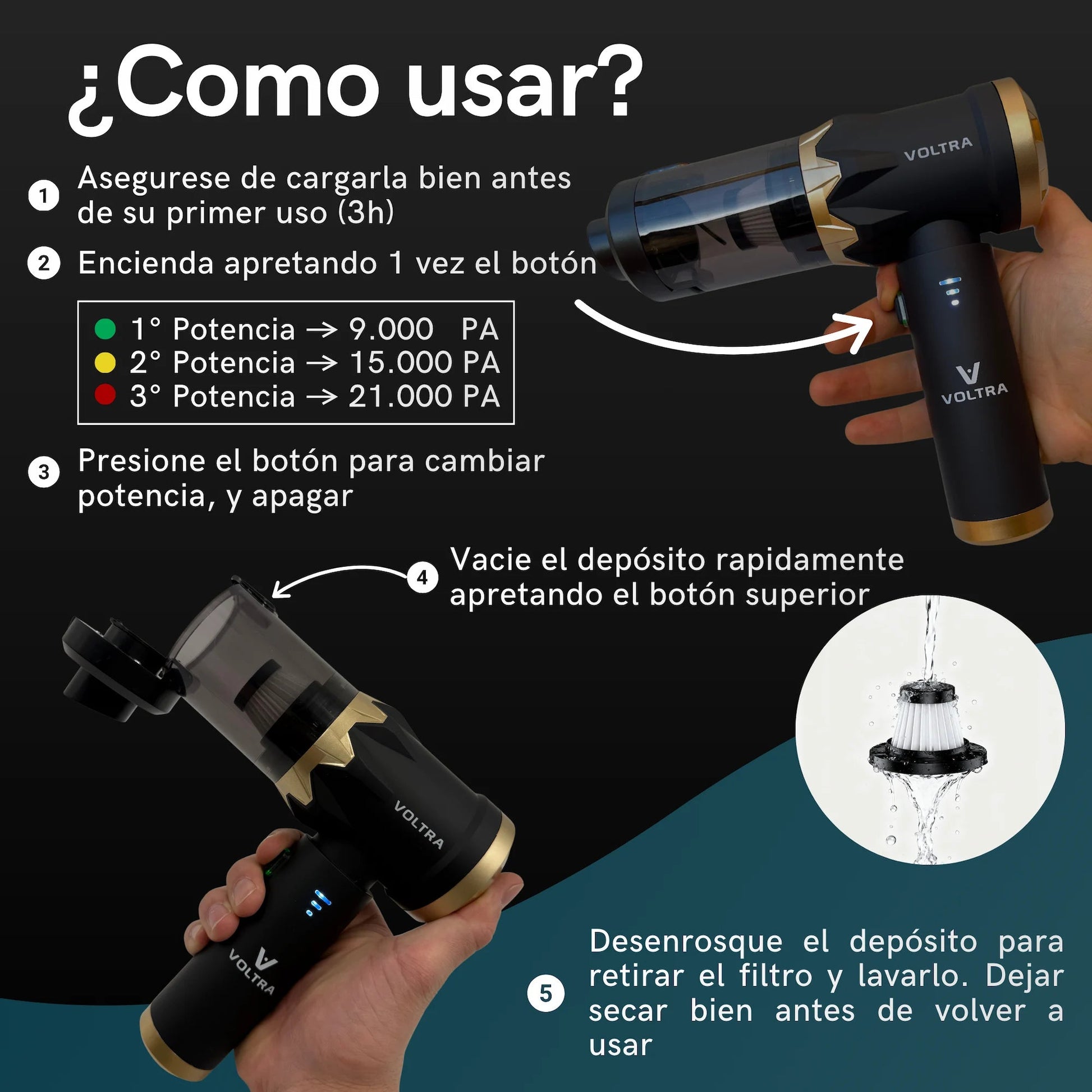 Aspiradora Inalámbrica Voltra® 3 en 1 White Edition - Voltra Argentina