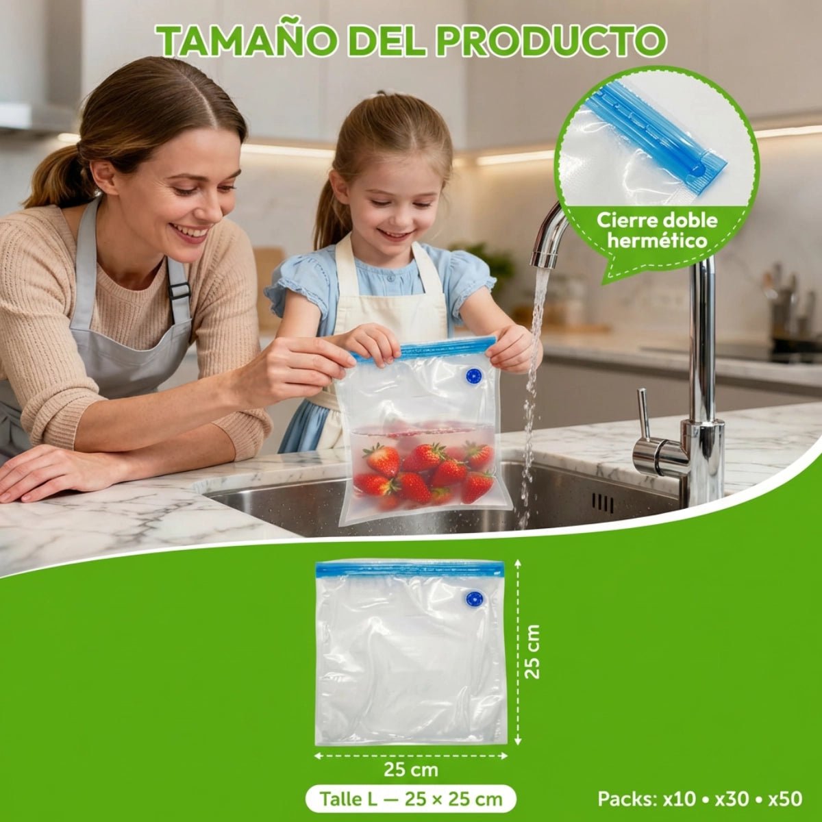 Bolsas al Vacío Premium Reutilizables - Pack - Voltra Argentina