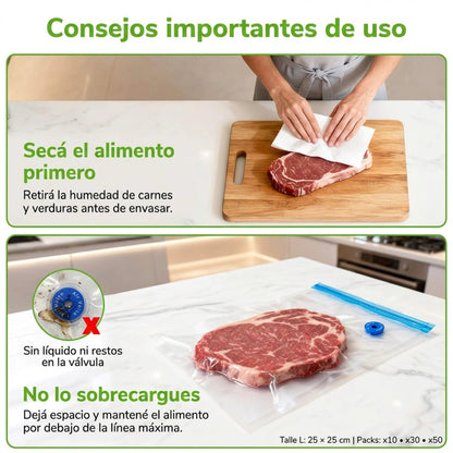 Bolsas al Vacío Premium Reutilizables - Pack - Voltra Argentina
