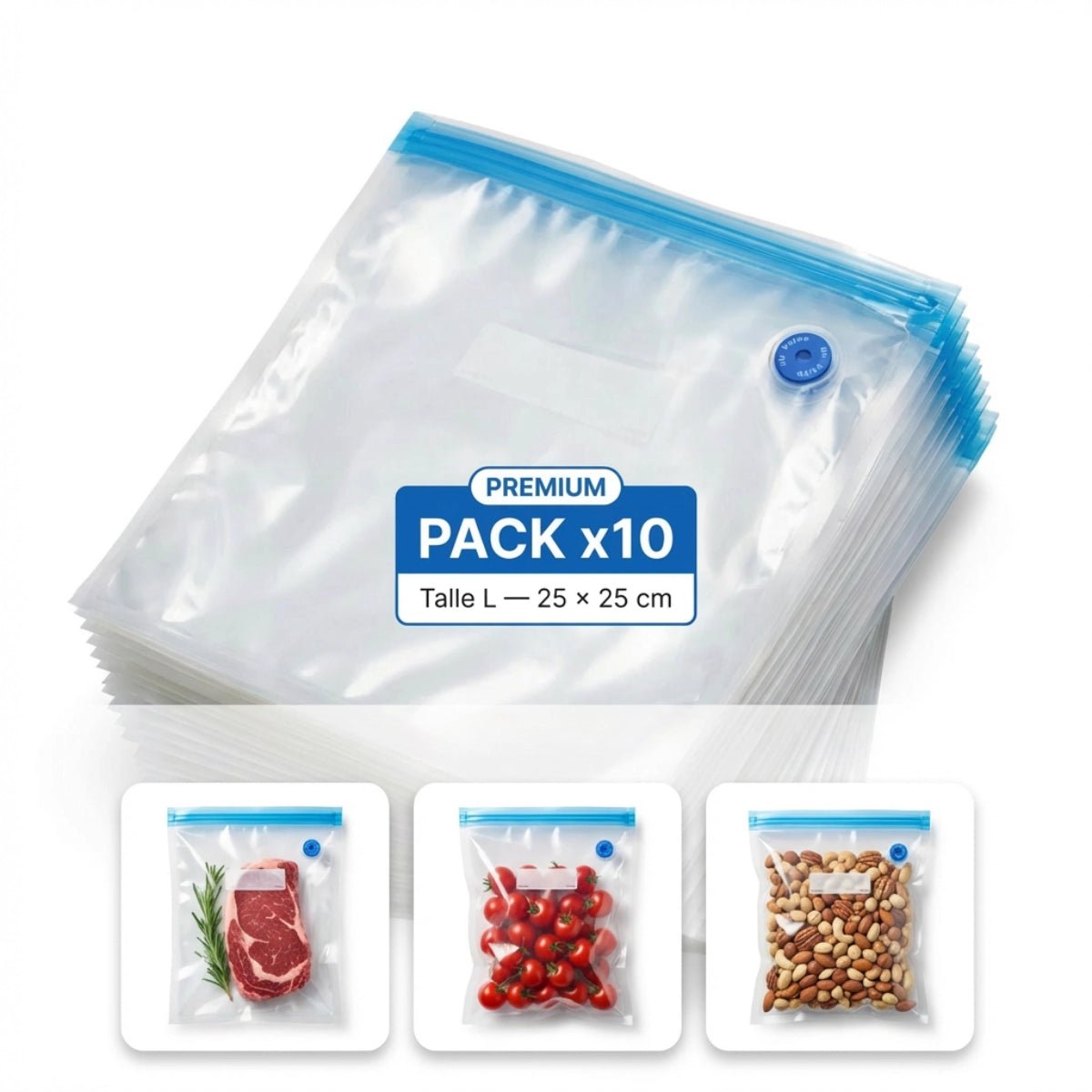 Bolsas al Vacío Premium Reutilizables - Pack - Voltra Argentina