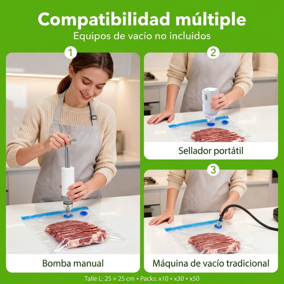 Bolsas al Vacío Premium Reutilizables - Pack - Voltra Argentina