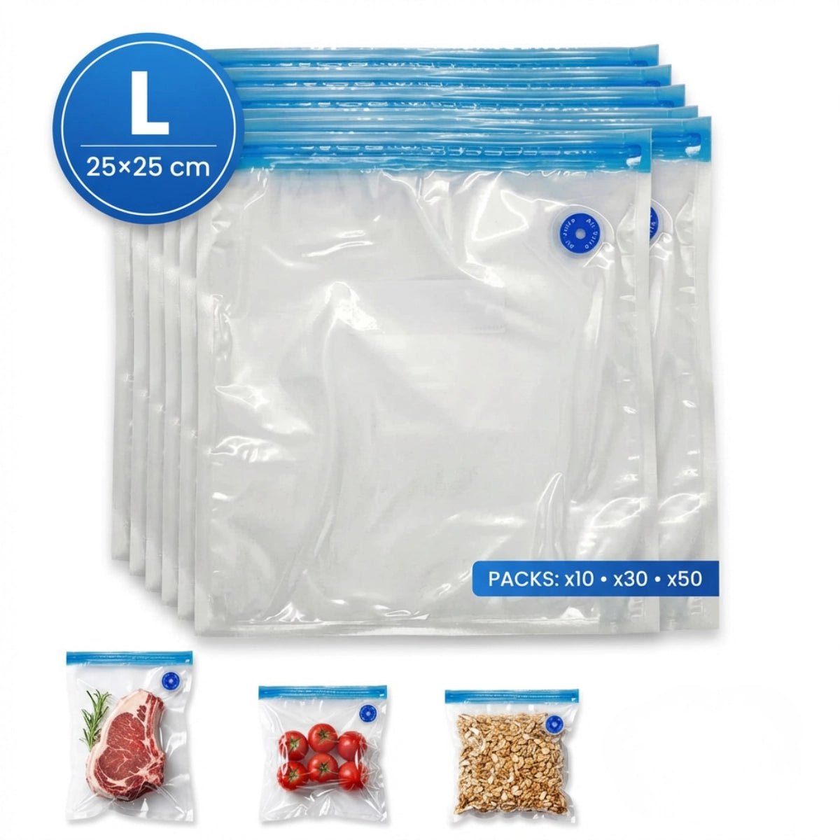 Bolsas al Vacío Premium Reutilizables - Pack - Voltra Argentina