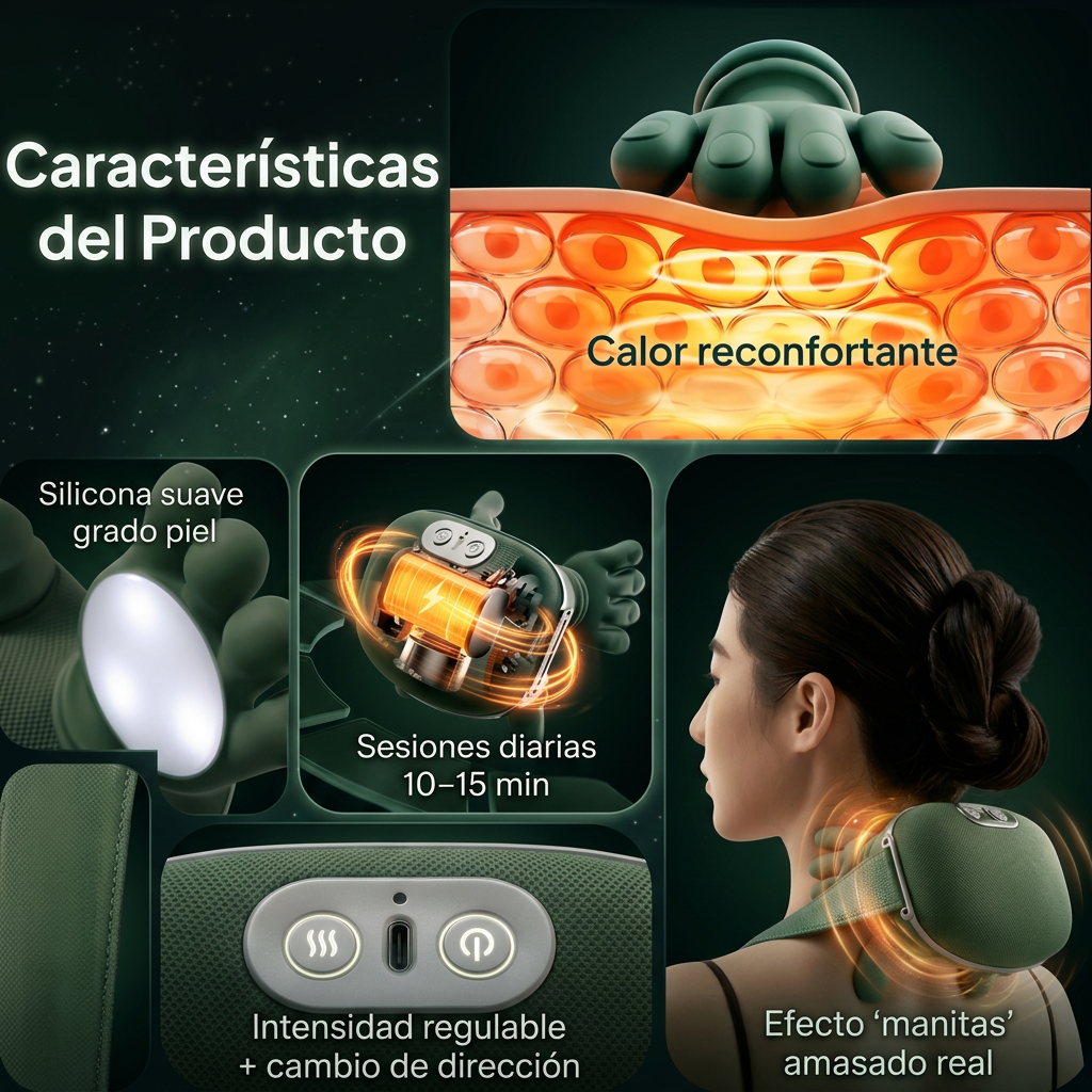 Palm™: Masajeador Shiatsu Cuello Espalda Con Calor