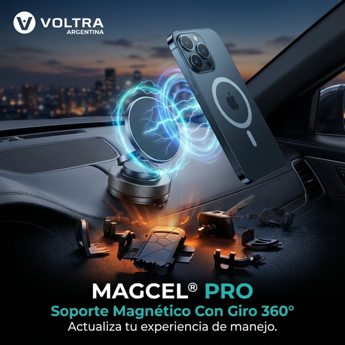 MagCel® PRO Soporte Magnético Con Giro 360° - Voltra Argentina