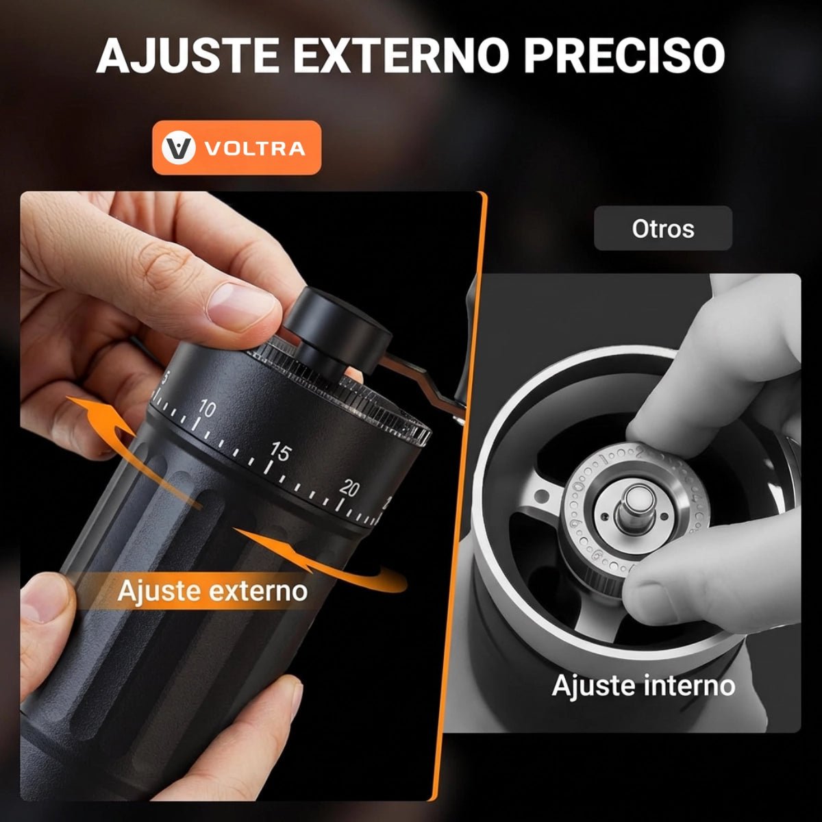 Molinillo de Café Manual Regulable Portátil Voltra® (Molinillo + 150g Café Tostado AURA) - Voltra Argentina