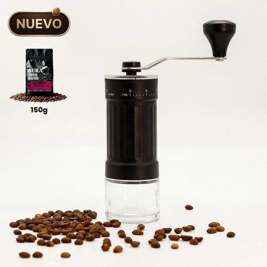 Molinillo de Café Manual Regulable Portátil Voltra® (Molinillo + 150g Café Tostado AURA) - Voltra Argentina