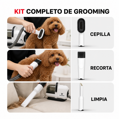 Aspiradora para mascotas Voltra y kit de grooming